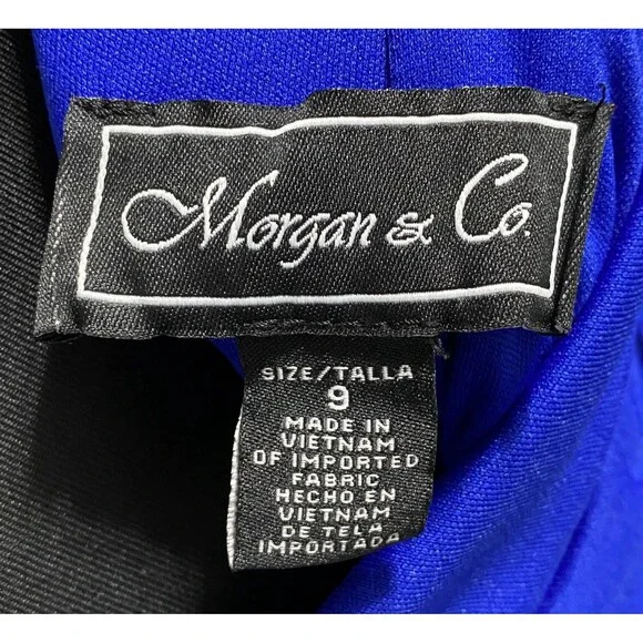 Morgan Co Y2k 90s Prom HOCO Gown Dress Blue Halter Strappy Cage Back Rhinestone - Picture 10 of 10